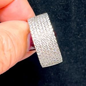 🦋💍silver Ring -pave band rows/ wide shape cubic-unstamped